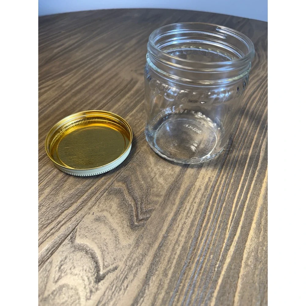 Vintage MCM Refrigerator Storage Jar Paneled Glass Tin Lid Fruit Vegetable 4.5in